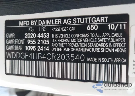 2012 Mercedes-Benz C 250 Sport from USA, damaged, VIN WDDGF4HB4CR203540